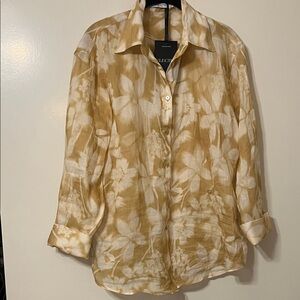 MNG Selection Floral Beige Blouse size Small